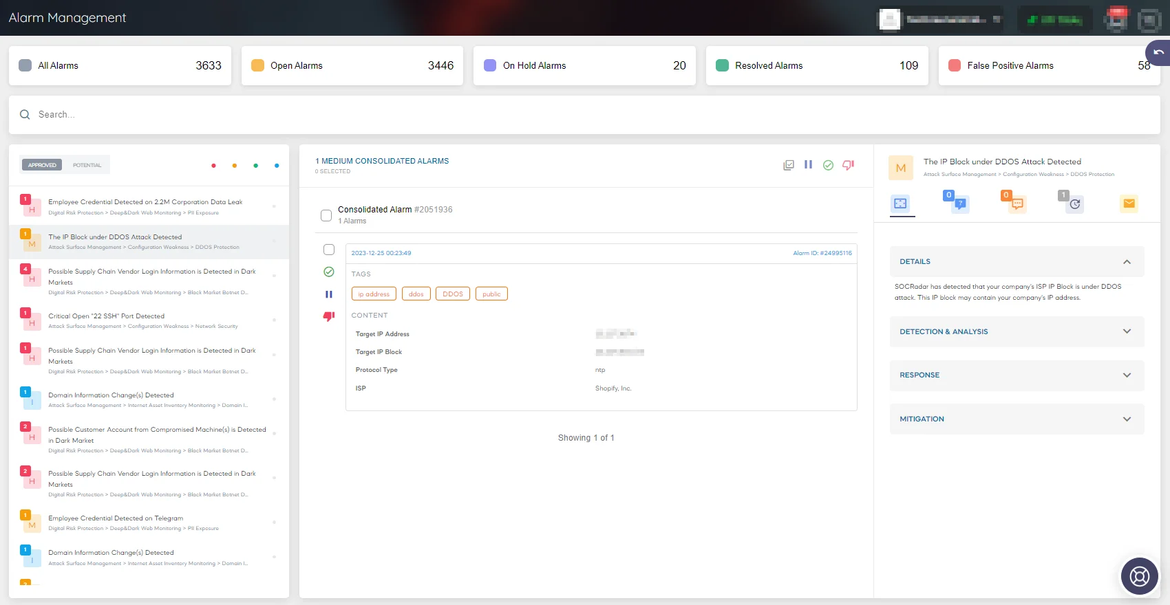 SOCRadar’s <a href="https://platform.socradar.com/app/company/1609/alarm-management?tab=approved&approvedAlarmStatus=openAlarm">Alarm Management</a>