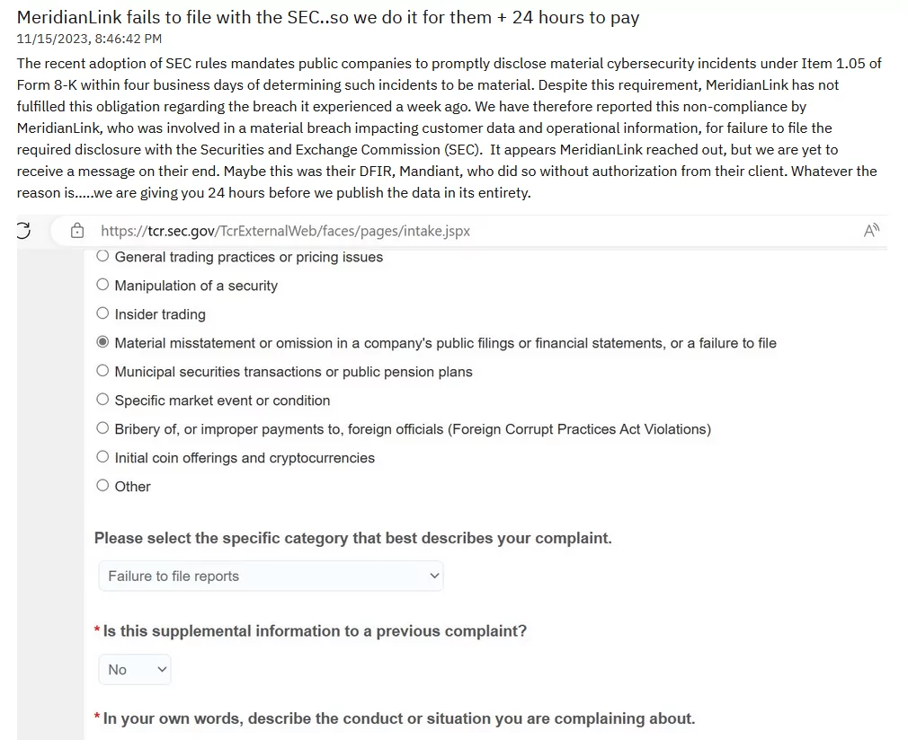 ALPHV’s SEC Filing