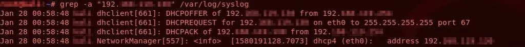 Example usage and output for ‘grep’