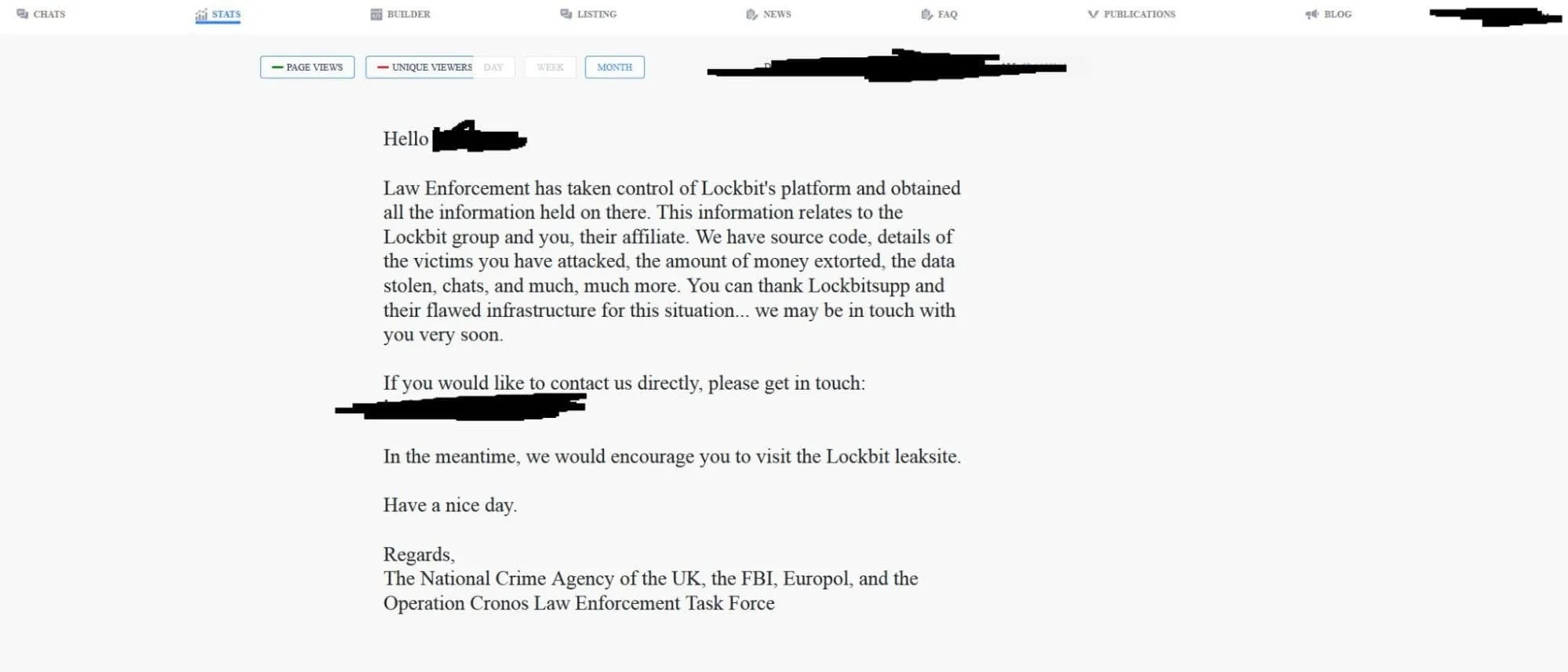 When a Lockbit affiliate tries to log into the LockBit panel, this is what they see. (vx-underground)