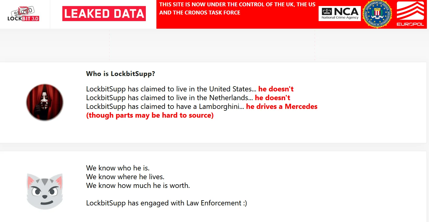 Who is LockbitSupp section on the data leak site