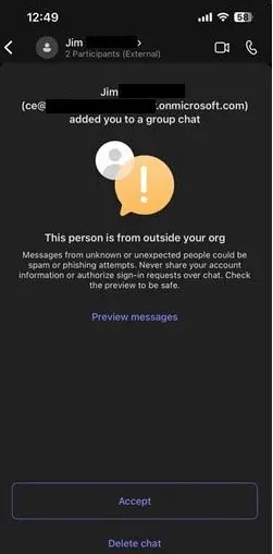 Phishing message received by a user (ATT)
