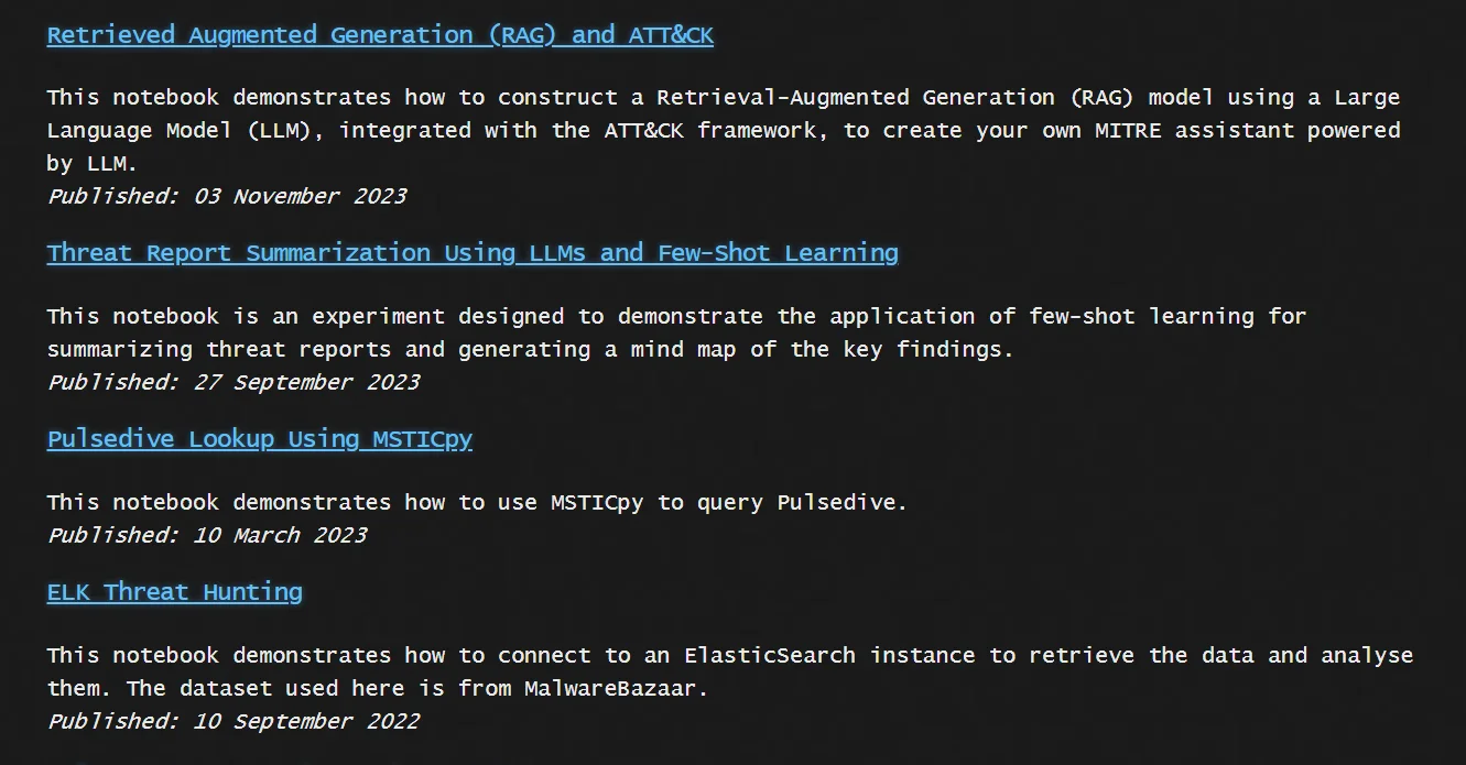 Some examples of Jupyter Notebook usages (Source: securitybreak)