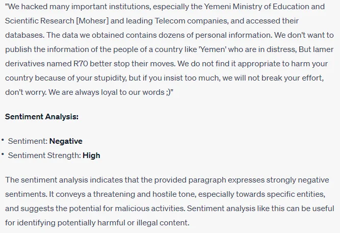 Sentiment Analysis example, key points may also be changed according to needs.