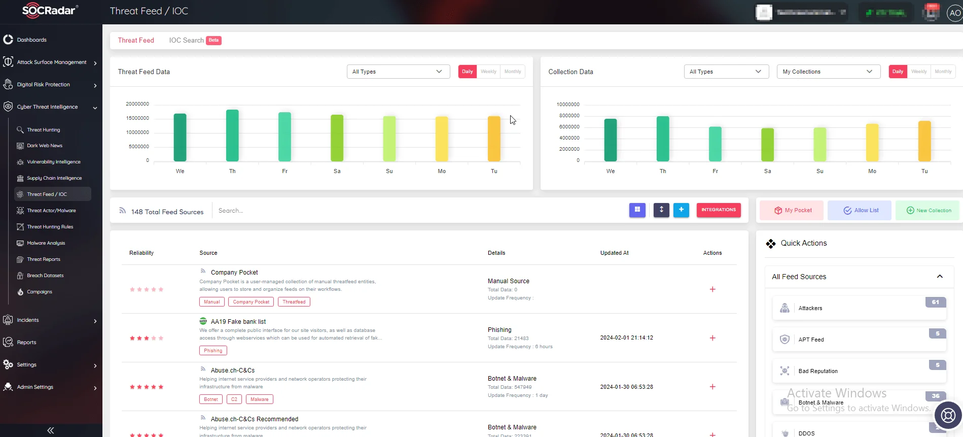 SOCRadar Threat Feed/ IOC Module