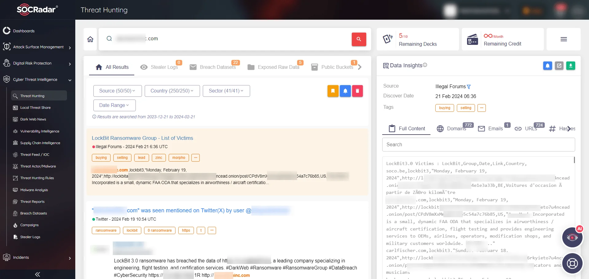 SOCRadar Platform, Threat Hunting feature