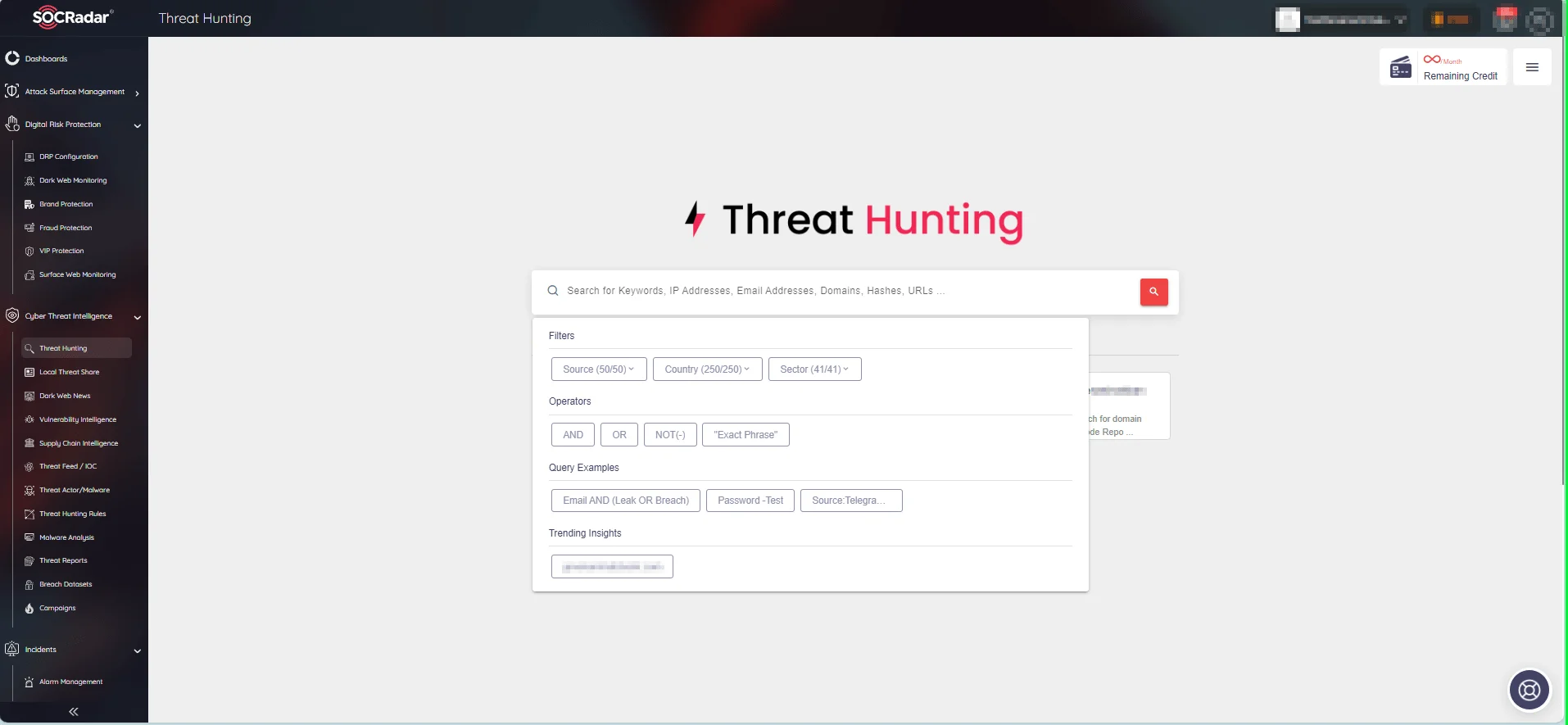 SOCRadar Threat Hunting Module