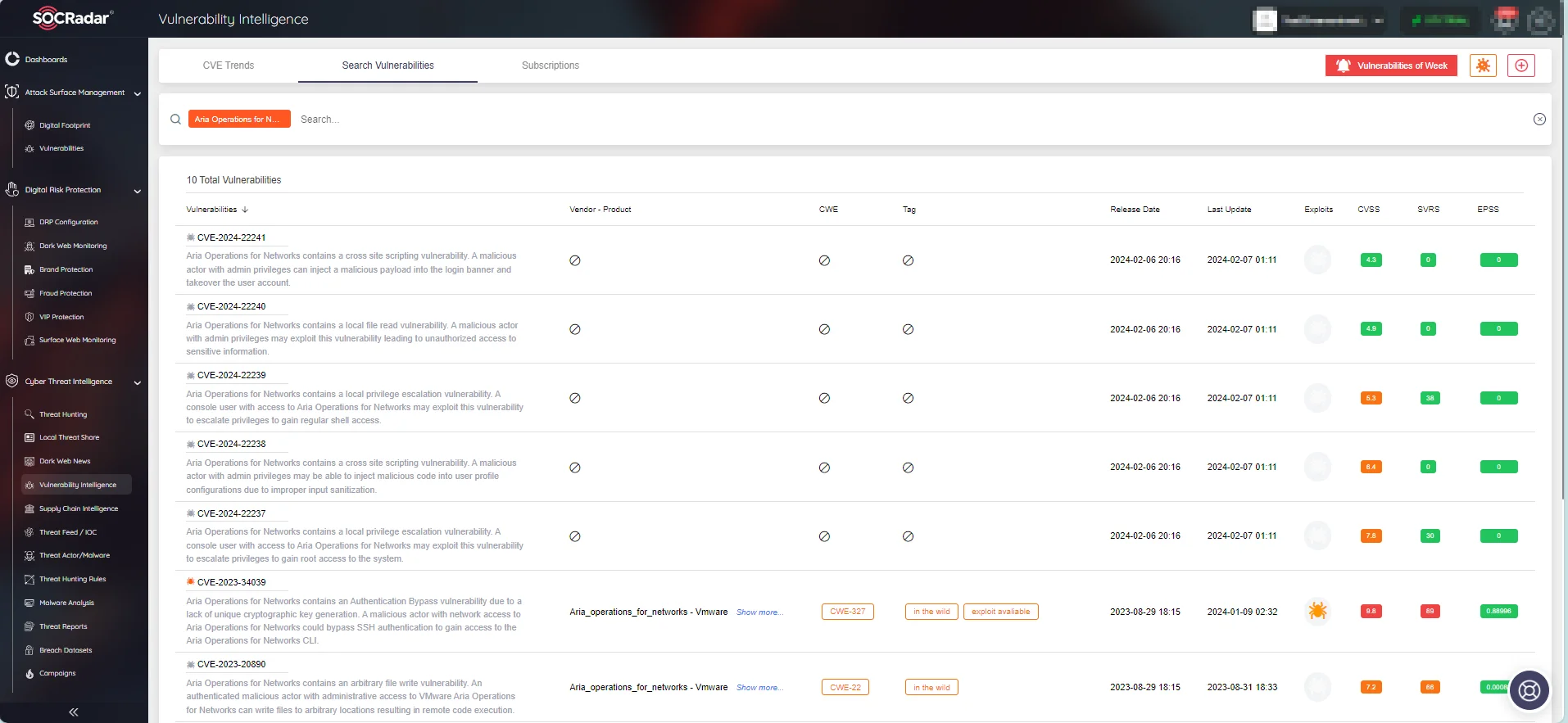 SOCRadar’s Vulnerability Intelligence
