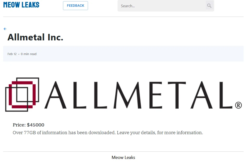 Alleged data sale of a victim company