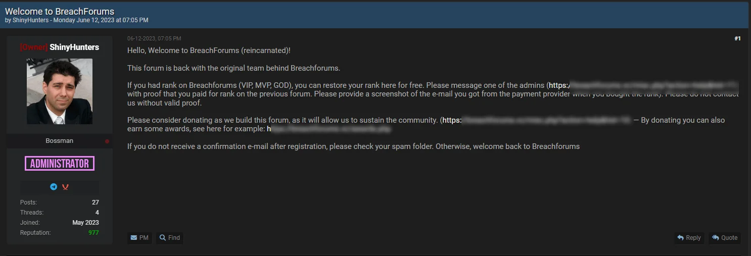 The return of BreachForums (SOCRadar)