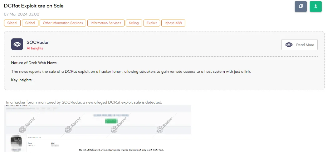 DCRat Exploit Are on Sale