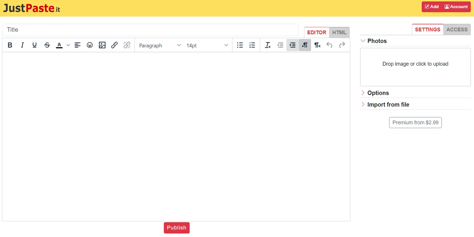 JustPaste.it’s main page
