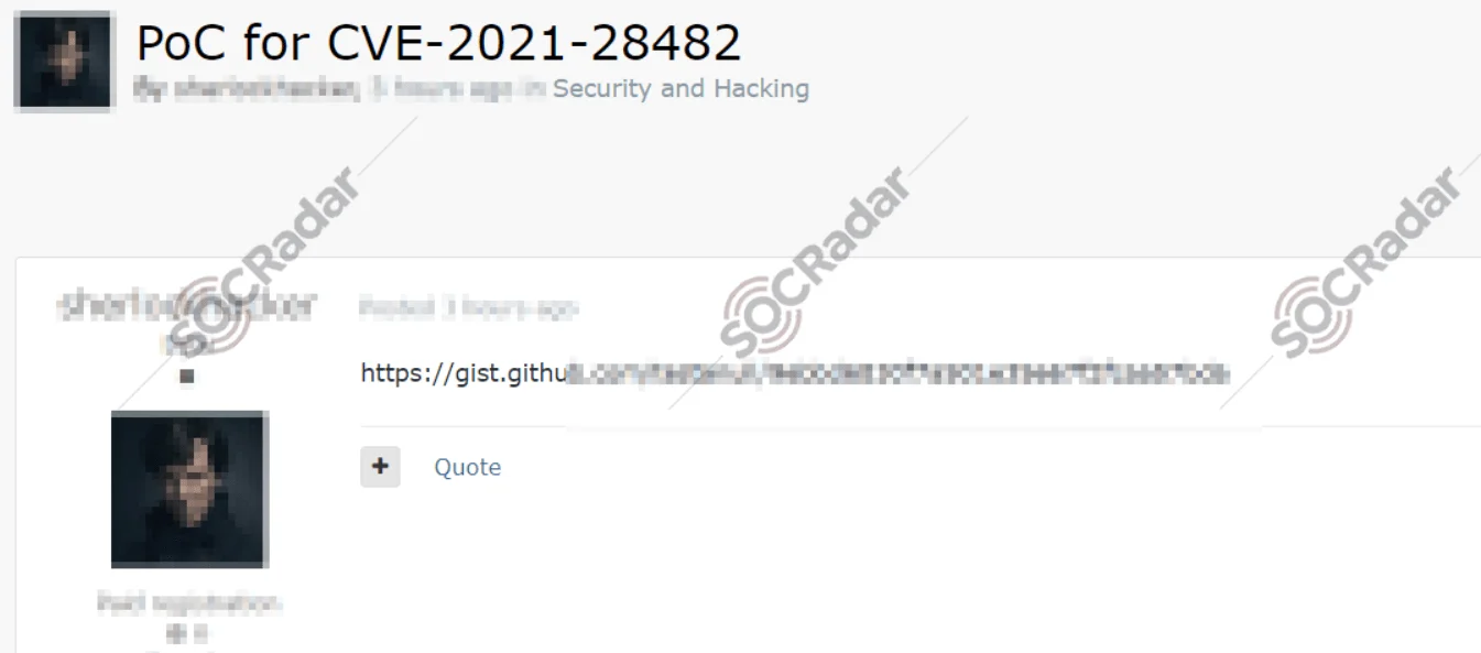 A PoC shared on hacker forum with gist.github link