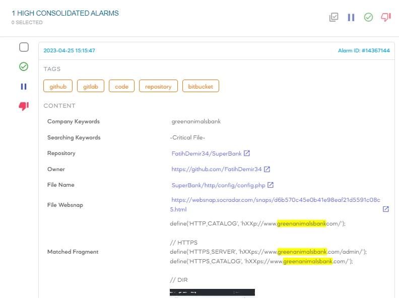 SOCRadar sends timely alerts for critical findings indexed on any layer of the web