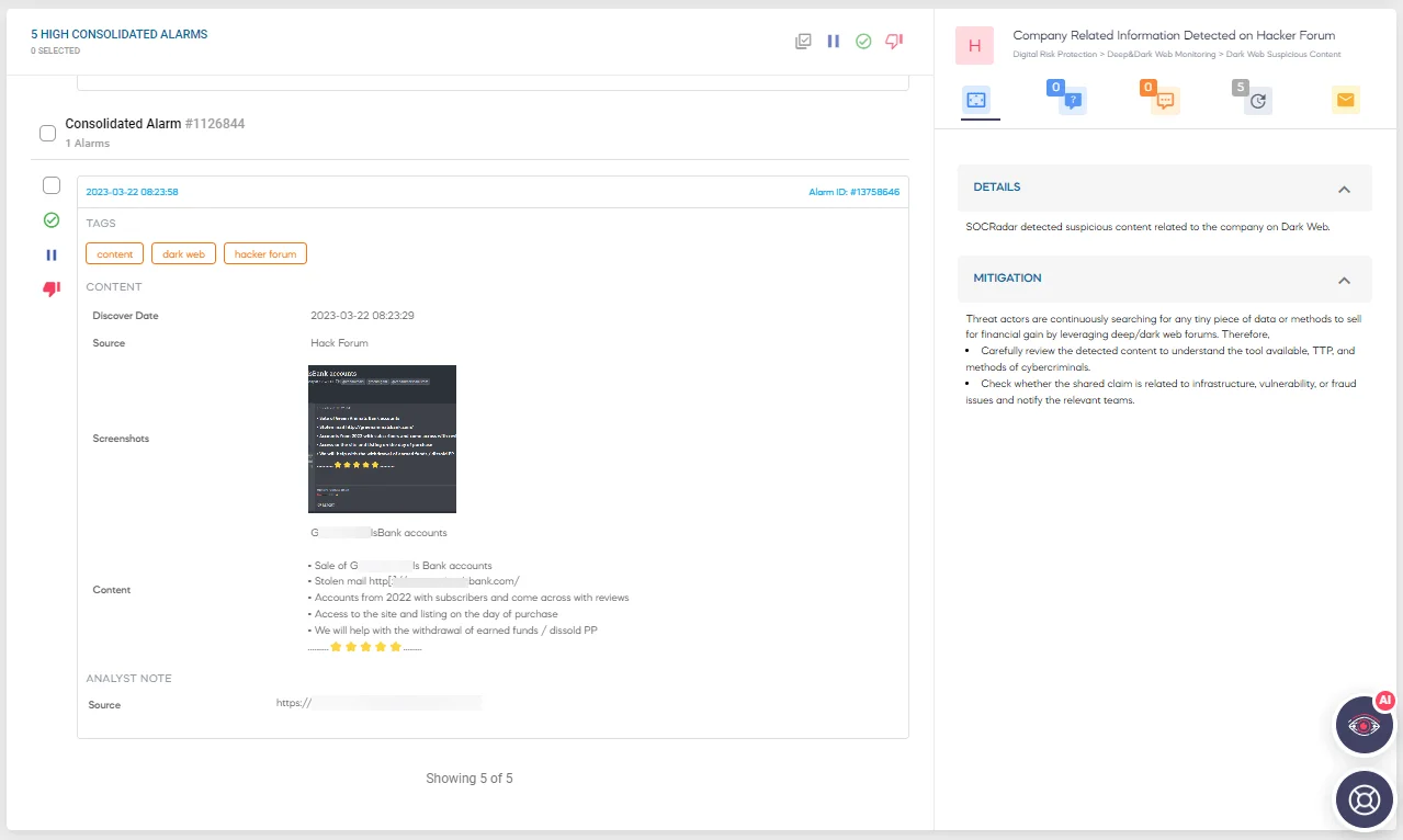 Figure 3: A detected post on dark web forums