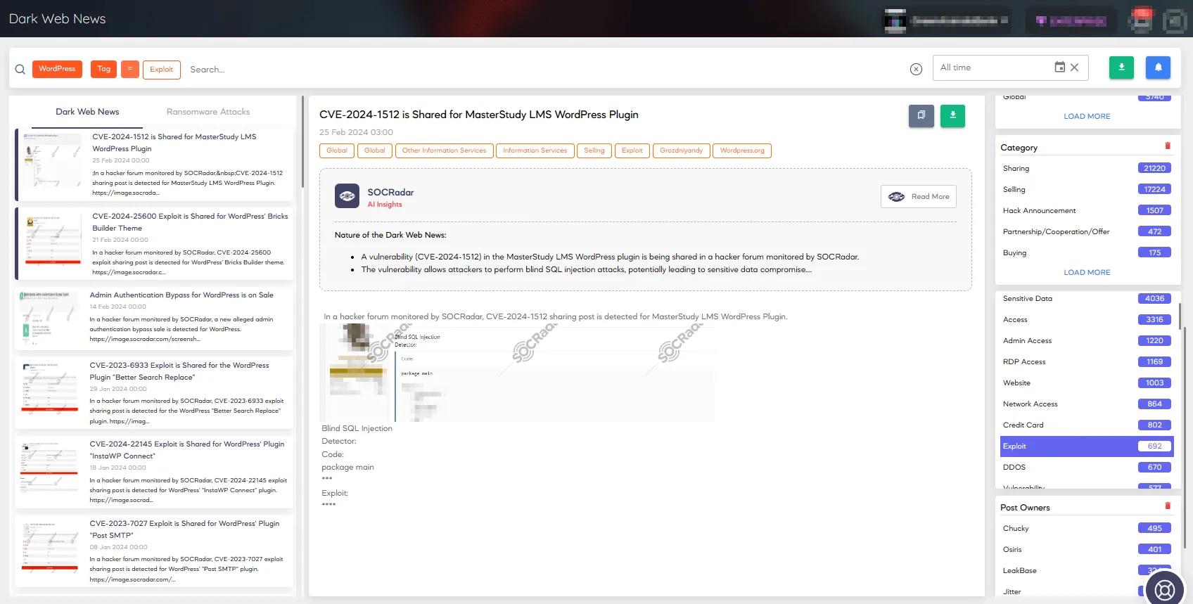 WordPress exploits shared across the dark web (SOCRadar Dark Web News)