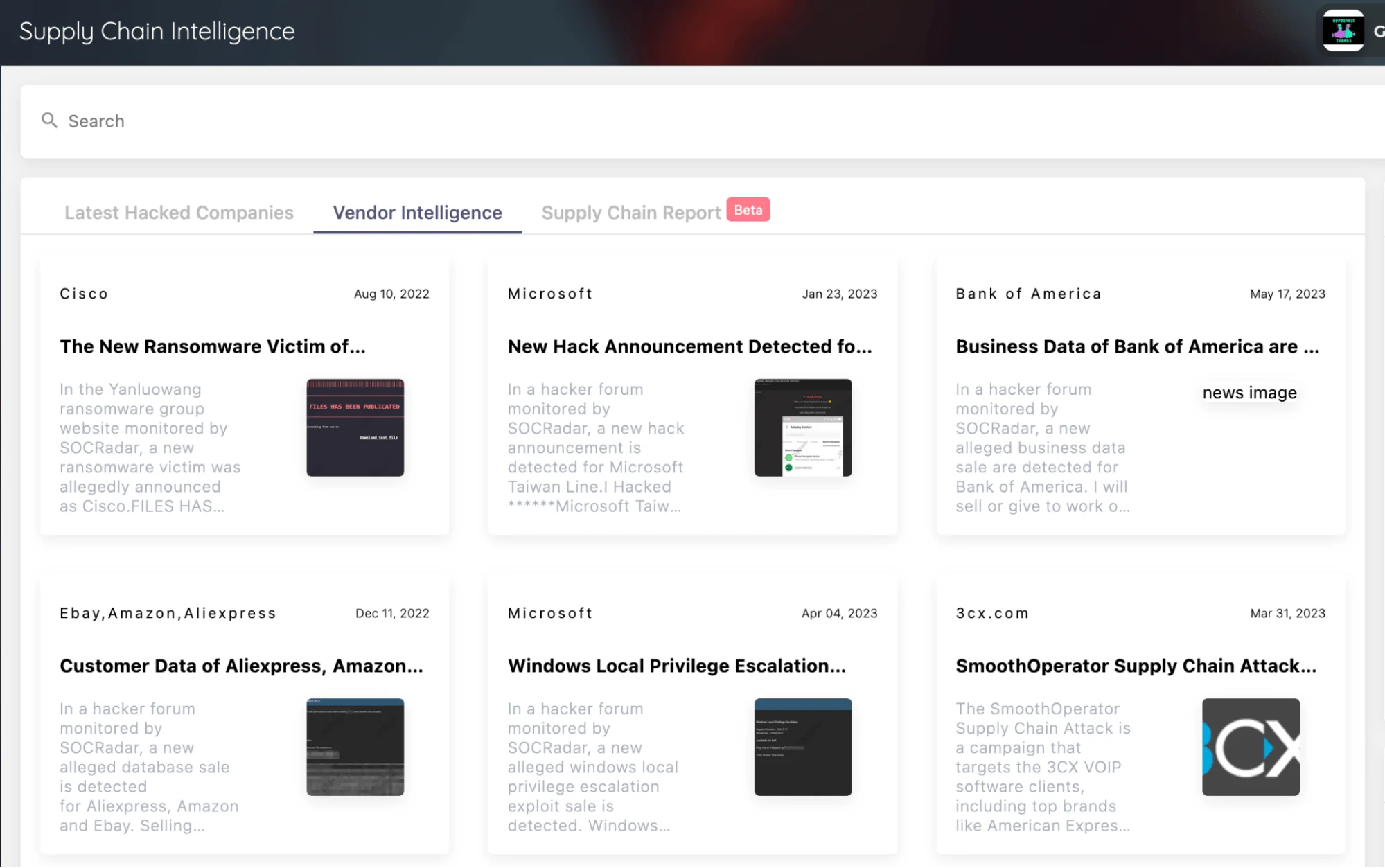 SOCRadar Supply Chain Intelligence module
