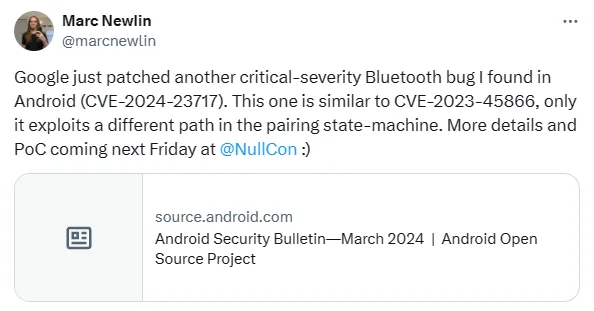 News of the upcoming PoC for CVE-2024-23717 (X)