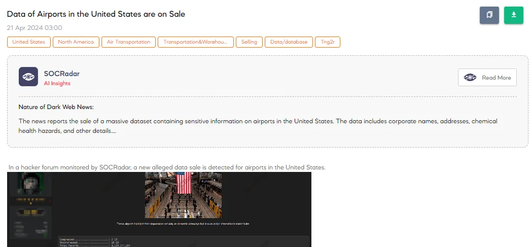 Data of Airports in the United States are on Sale