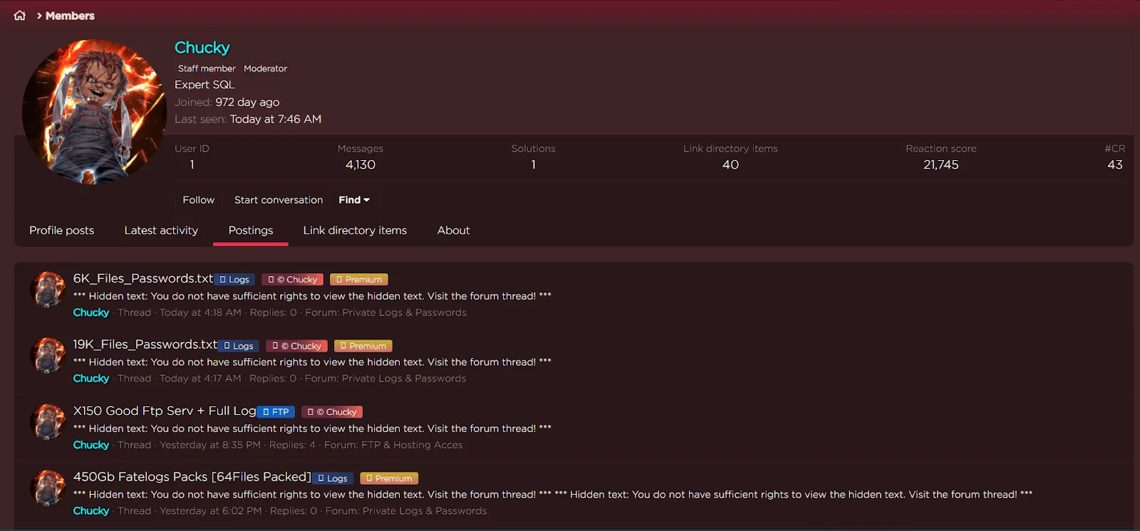 Posts made by Chucky on leakbase.io