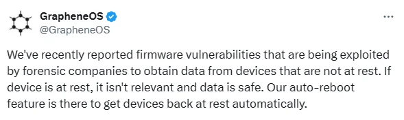 Disclosure by GrapheneOS for vulnerabilities’ exploitation (X)