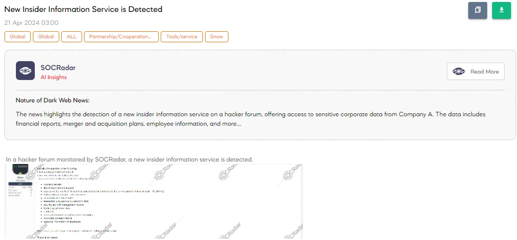 New Insider Information Service is Detected
