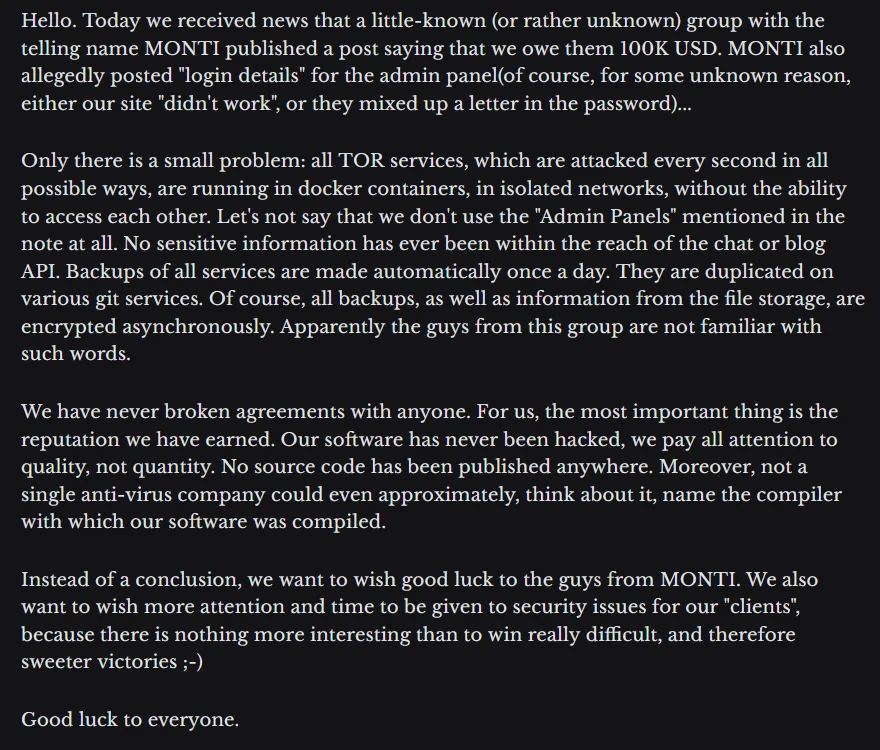 About MONTI’s claim