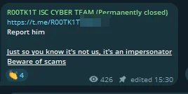 Threat group warns against copycats