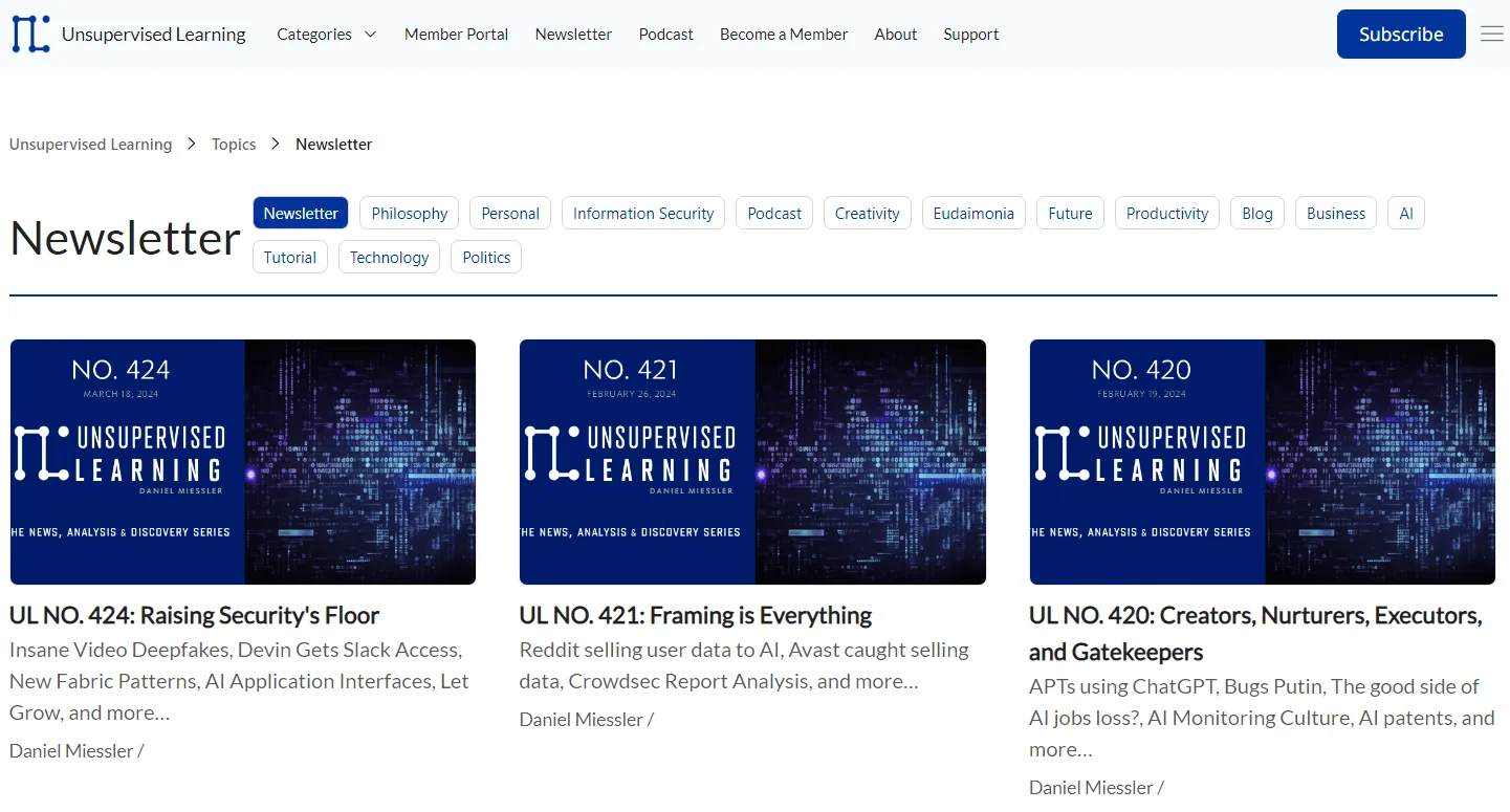 Unsupervised Learning Newsletter