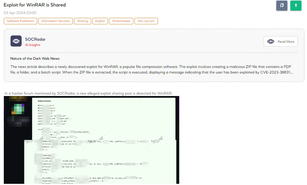 Exploit for WinRAR is Shared