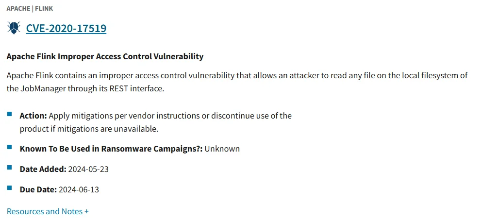 CISA KEV entry for CVE-2020-17519