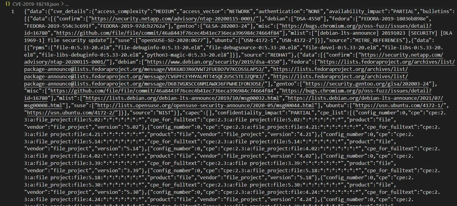 The SOCRadar CTI Vulnerability API returned the following JSON for one of the vulnerabilities