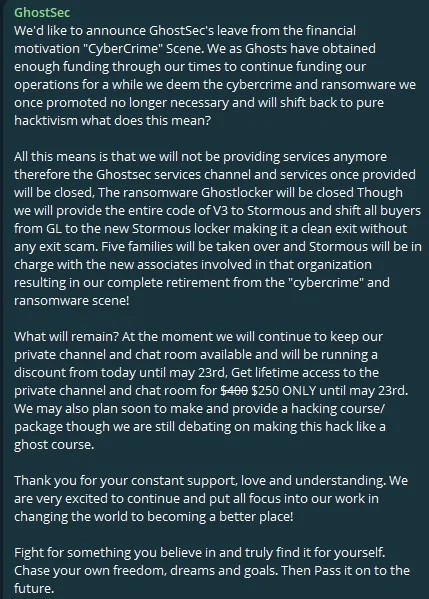 Announcement of GhostSec