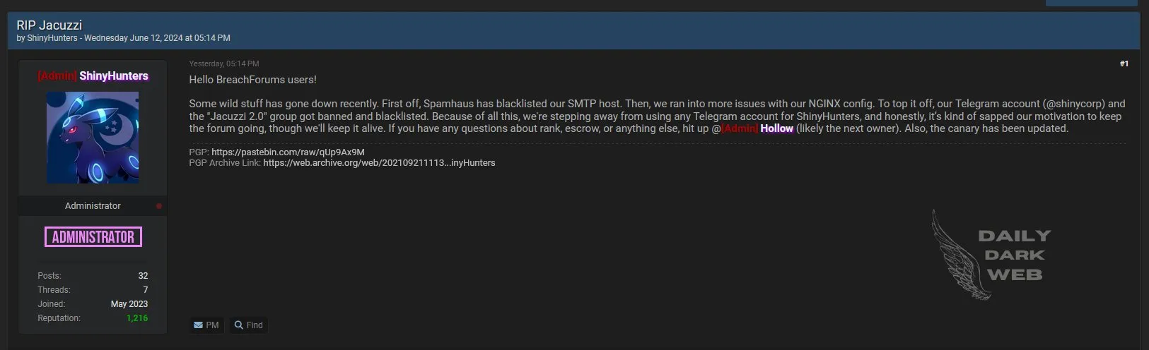 ShinyHunters’ statement (DDW)