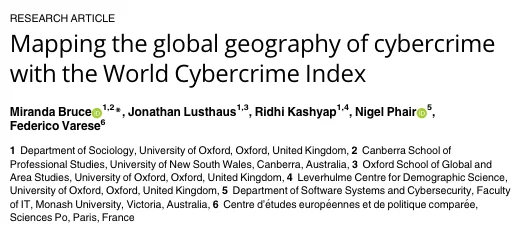 World Cybercrime Index Research Article (source: here)