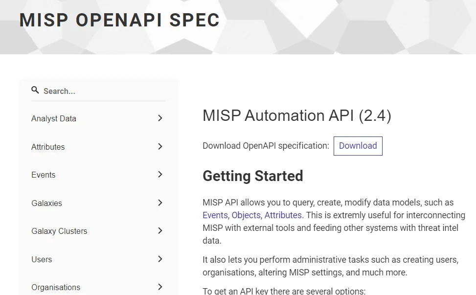 MISP Automation API documentation