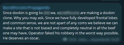 A message from a threat group that wants to replace Doxbin