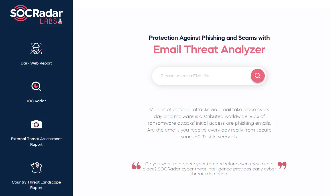 SOCRadar Labs, EML Analyzer
