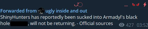 A Telegram message in SecretForums’ chat