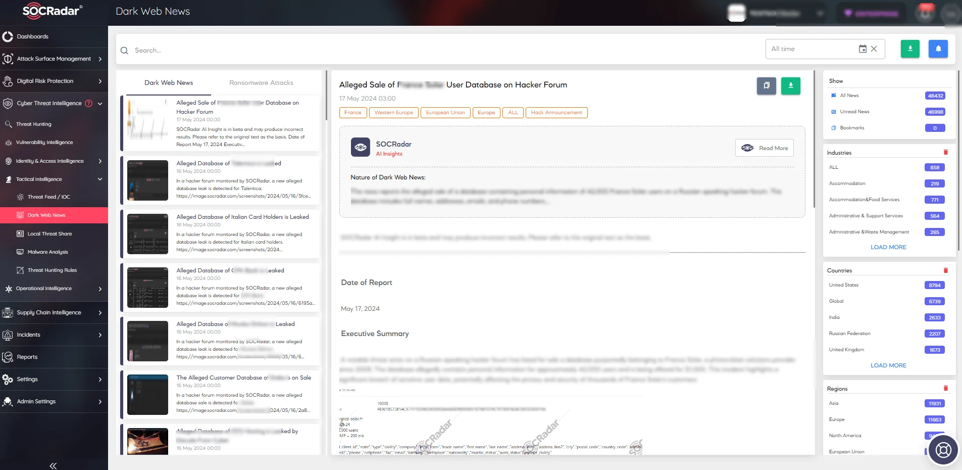 SOCRadar Dark Web News