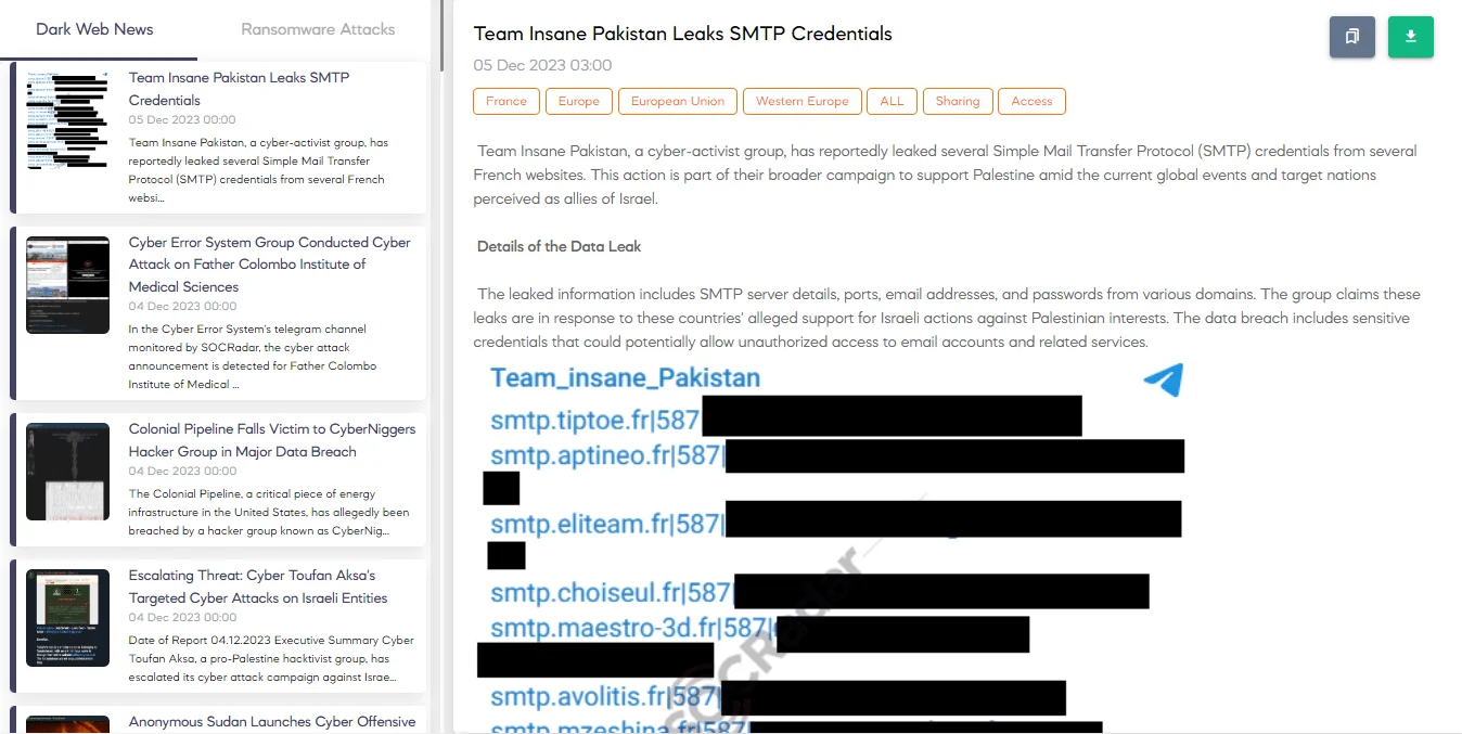 Check SOCRadar’s Dark Web News module to gather intelligence from a refined source