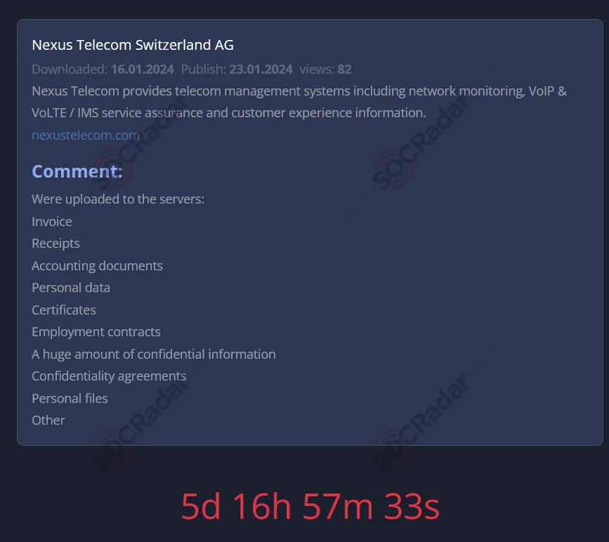 A victim listing of 8Base Ransomware, data includes invoice files