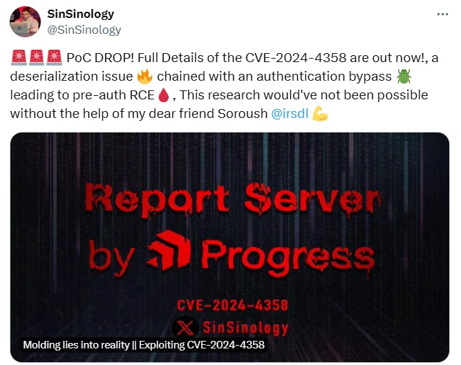 PoC and technical blog announced by researcher @SinSinology on X