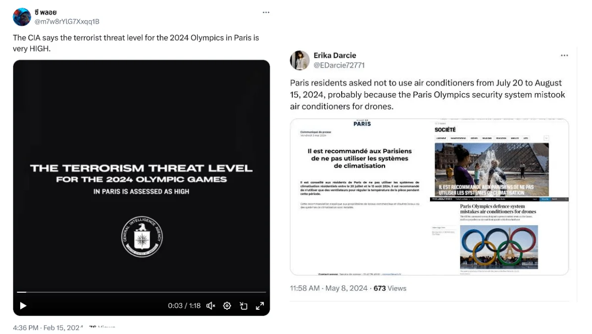 Screenshots of posts targeting the 2024 Games, Source: Viginum Technical Report - Portal Kombat Network (part three) 