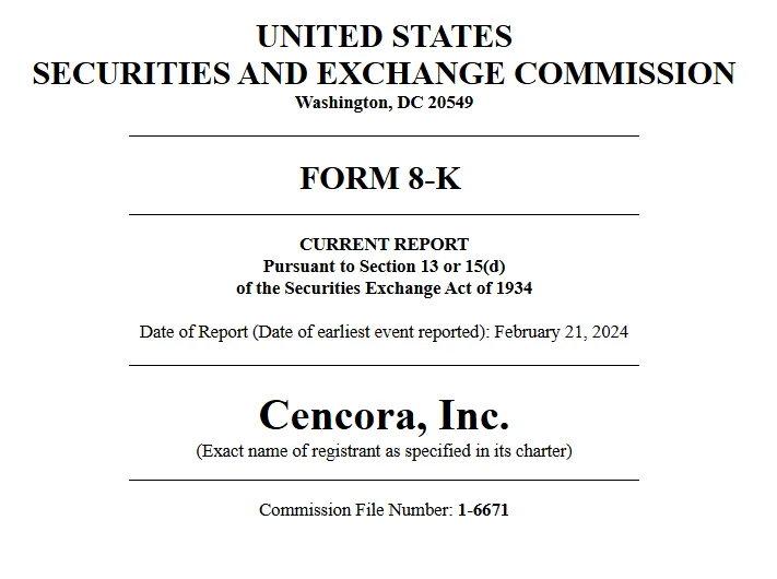 Cencora’s Form 8K filing with the SEC