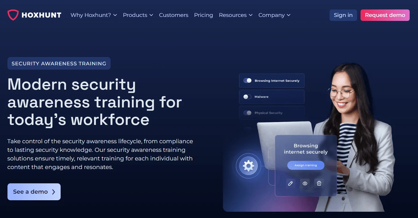 Hoxhunt Security Awareness Training demo