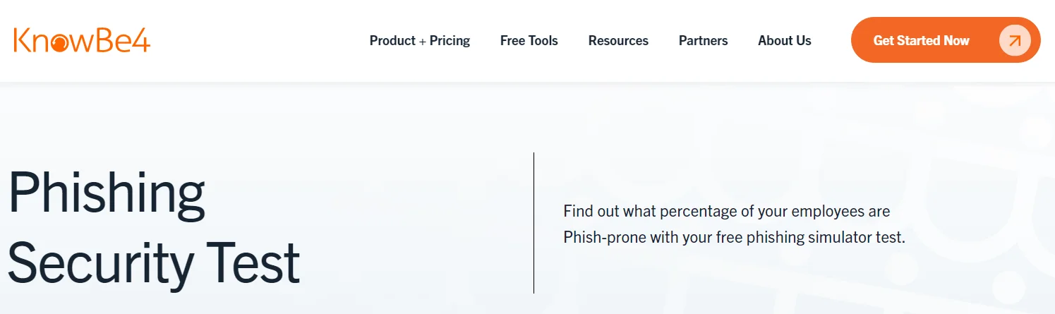 KnowBe4 Phishing Security Test main page