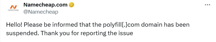 Namecheap has suspended polyfill.com (X)
