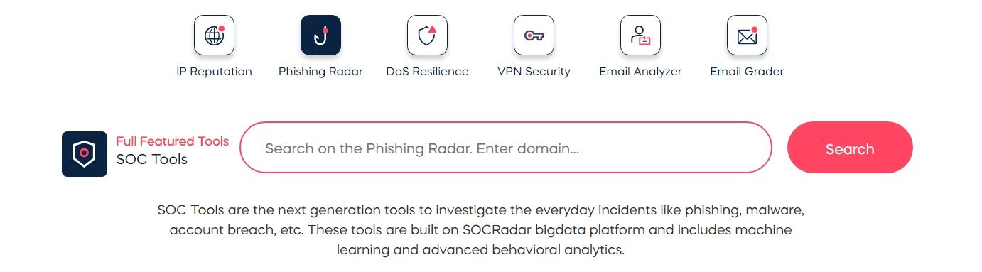 SOCRadar LABS features free SOC tools