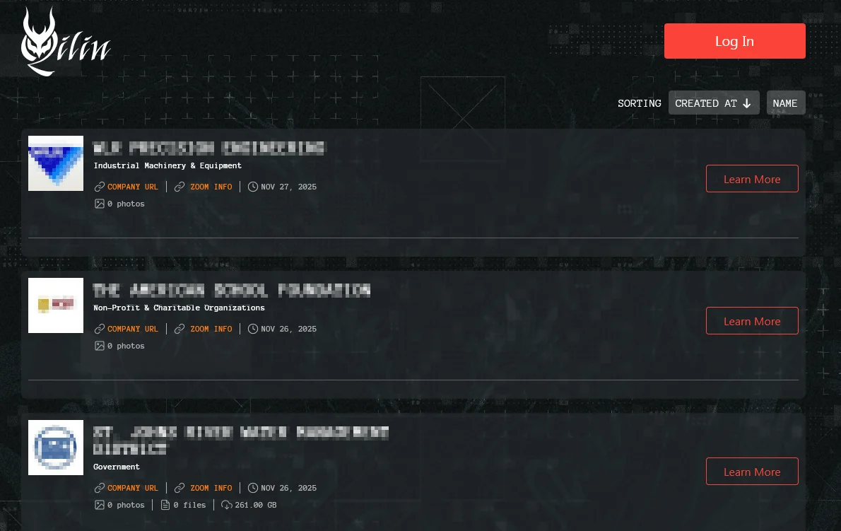 Current version of Qilin’s data leak site(DLS) in November 2025